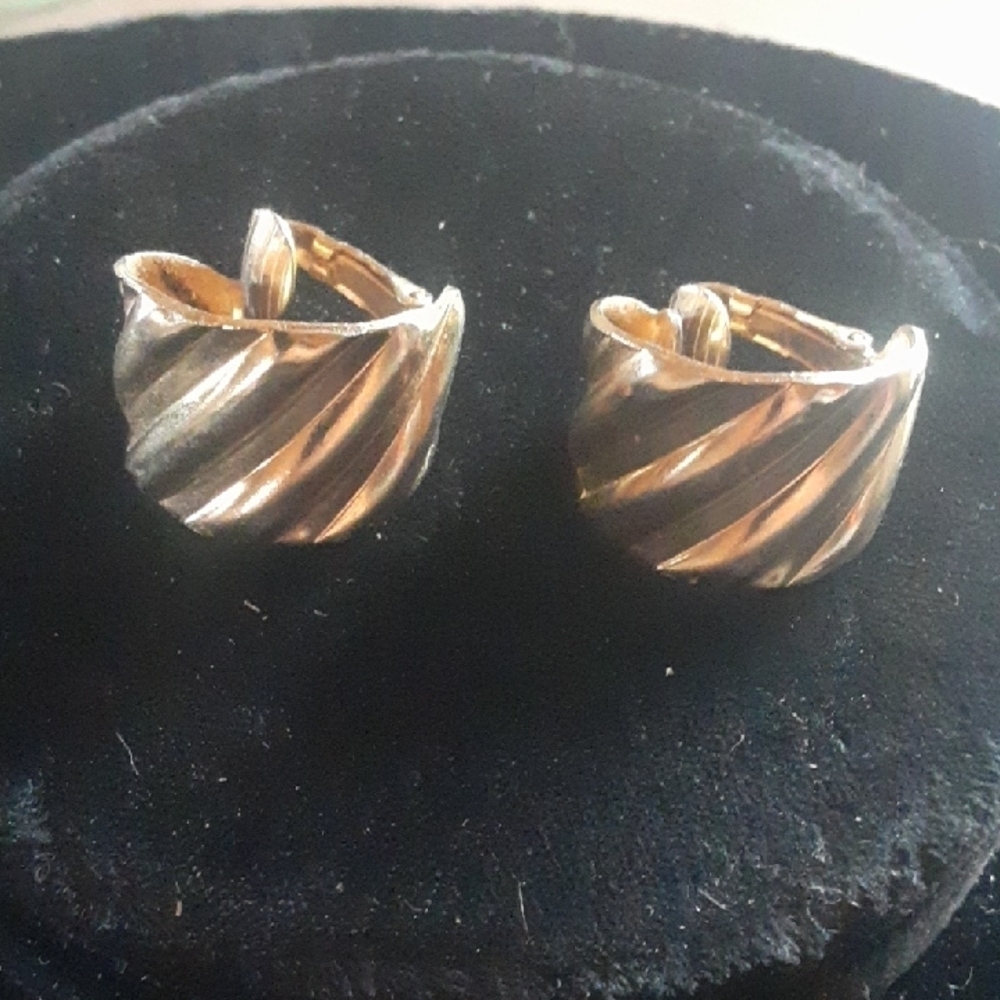 Gold Tone Twisted Hoop Earrings